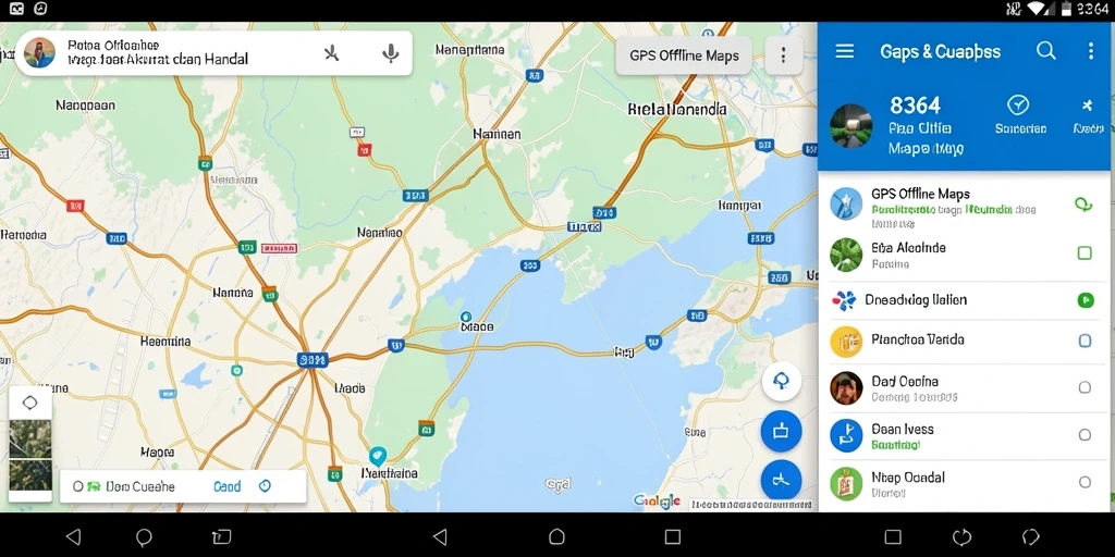 Antarmuka utama aplikasi GPS Offline Maps 8364 yang sederhana dan informatif.