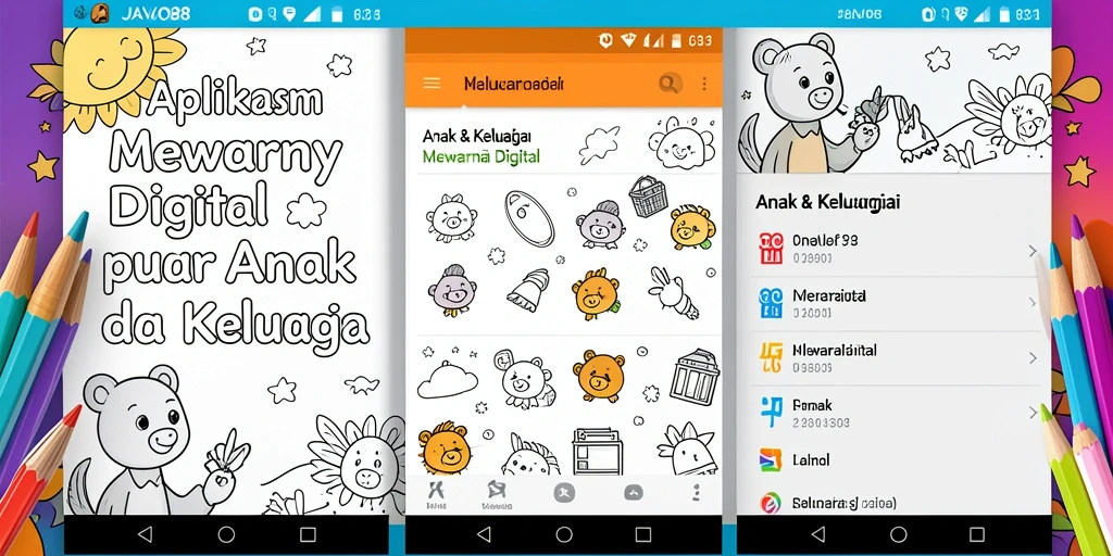 Antarmuka mewarnai interaktif dari aplikasi JAVO88 yang menarik.