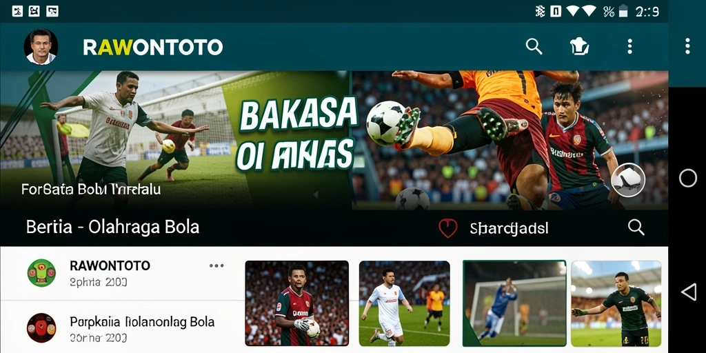 Tampilan antarmuka intuitif aplikasi RAWONTOTO untuk olahraga bola.