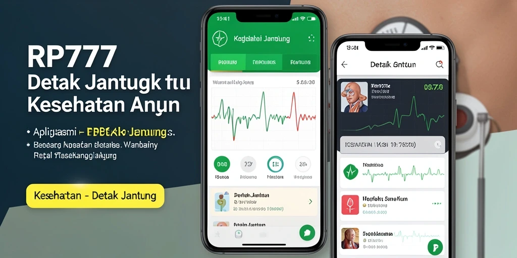 Tampilan antarmuka RP777 dengan grafik detak jantung yang jelas dan informatif.